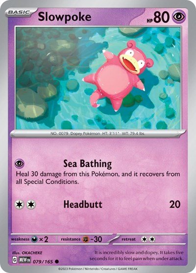 Pokémon card: Slowpoke 079/165 from 151 (SV2a) (Common), Psychic type, front of card