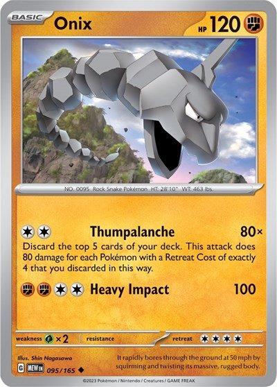 Pokémon card: Onix 095/165 from 151 (SV2a) (Uncommon), Fighting type, front of card