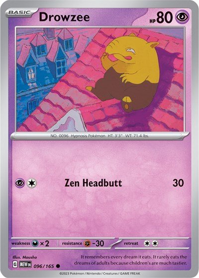 Pokémon card: Drowzee 096/165 from 151 (SV2a) (Common), Psychic type, front of card