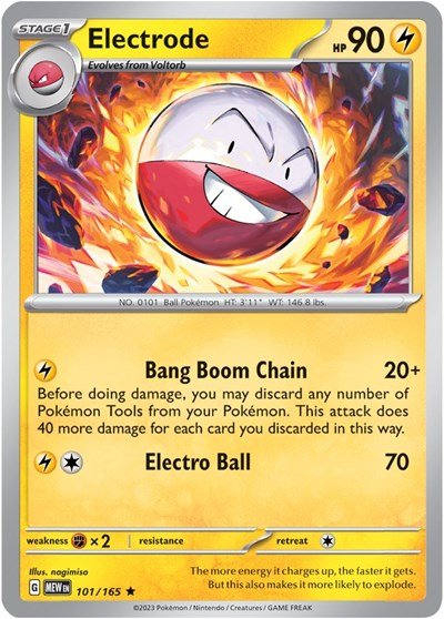 Pokémon card: Electrode 101/165 from 151 (SV2a) (Rare), Lightning type, front of card