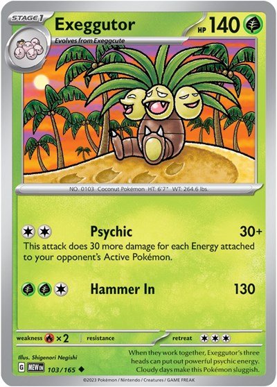 Pokémon card: Exeggutor 103/165 from 151 (SV2a) (Uncommon), Grass type, front of card