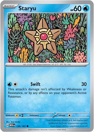Pokémon card: Staryu 120/165 from 151 (SV2a) (Common), Water type, front of card