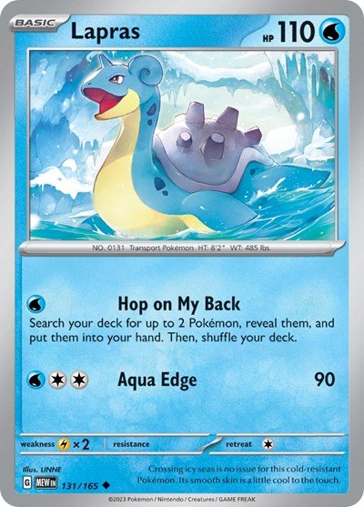 Pokémon card: Lapras 131/165 from 151 (SV2a) (Uncommon), Water type, front of card