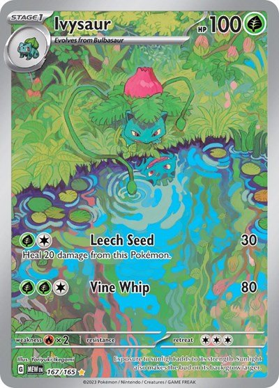 Pokémon card: Ivysaur 167/165 from 151 (SV2a) (Illustration Rare), Grass type, front of card