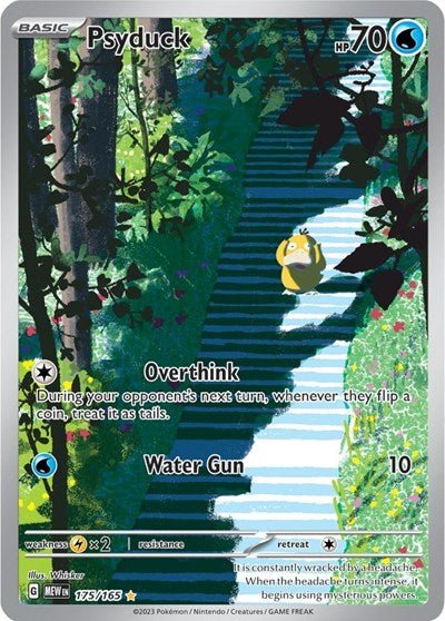 Pokémon card: Psyduck 175/165 from 151 (SV2a) (Illustration Rare), Water type, front of card