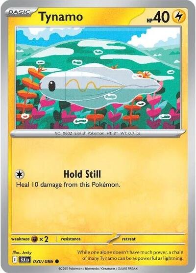Pokémon card: Tynamo (Master Ball Pattern) 030/086 from Black Bolt (Common), Lightning type, front of card