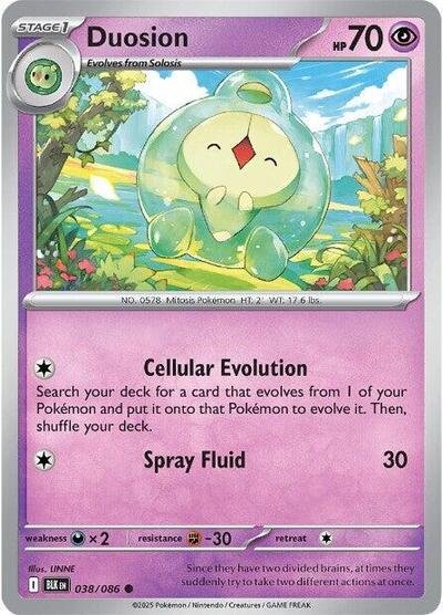 Pokémon card: Duosion (Master Ball Pattern) 038/086 from Black Bolt (Common), Psychic type, front of card