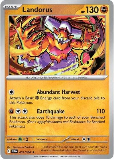 Pokémon card: Landorus 053/086 from Black Bolt (Rare), Fighting type, front of card