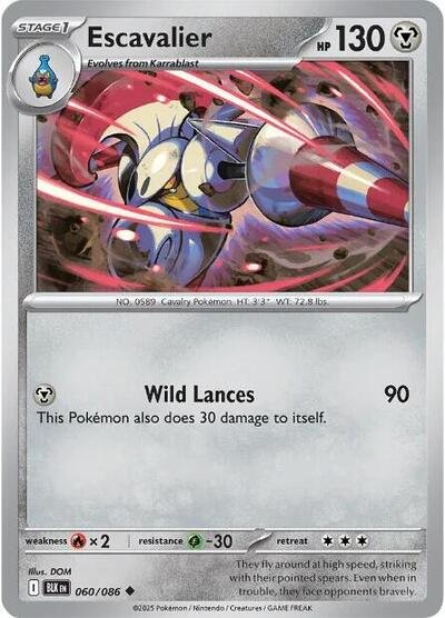 Pokémon card: Escavalier (Poke Ball Pattern) 060/086 from Black Bolt (Common), Metal type, front of card