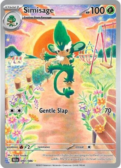 Pokémon card: Simisage 090/086 from Black Bolt (Illustration Rare), Grass type, front of card
