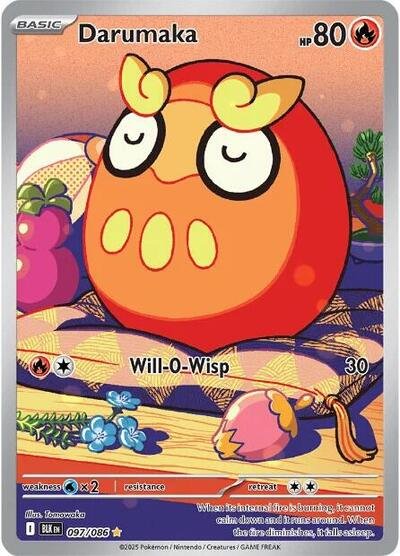 Pokémon card: Darumaka 097/086 from Black Bolt (Illustration Rare), Fire type, front of card