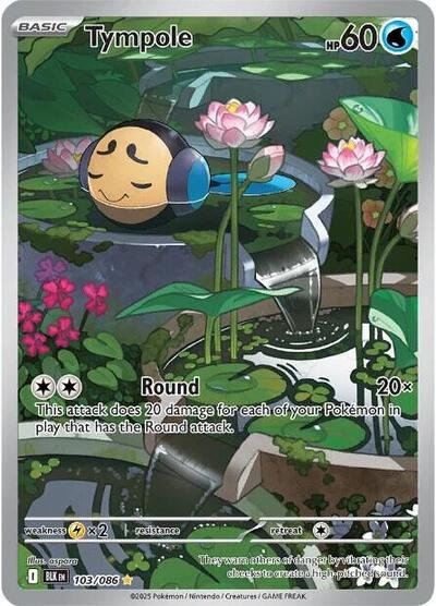 Pokémon card: Tympole 103/086 from Black Bolt (Illustration Rare), Water type, front of card