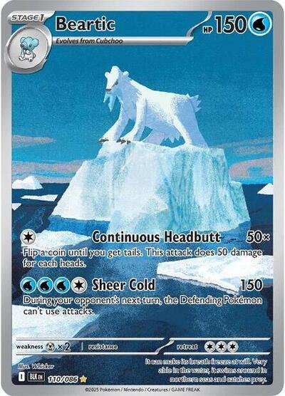 Pokémon card: Beartic 110/086 from Black Bolt (Illustration Rare), Water type, front of card