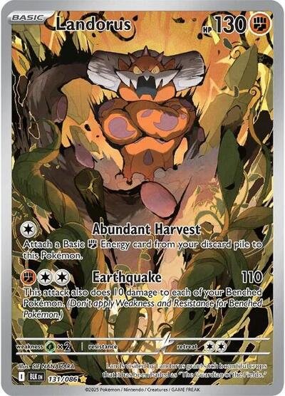 Pokémon card: Landorus 131/086 from Black Bolt (Illustration Rare), Fighting type, front of card