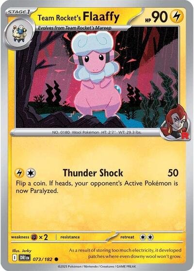Pokémon card: Team Rocket's Flaaffy 073/182 from Destined Rivals (Common), Lightning type, front of card