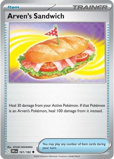 Pokémon card: Arven's Sandwich 161/182 from Destined Rivals (Uncommon), front of card