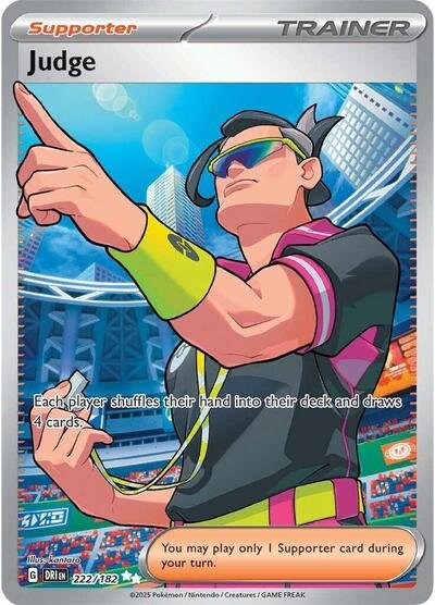 Pokémon card: Judge 222/182 from Destined Rivals (Ultra Rare), front of card