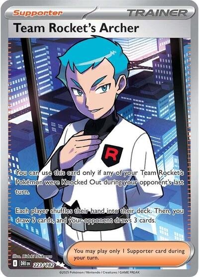 Pokémon card: Team Rocket's Archer 223/182 from Destined Rivals (Ultra Rare), front of card