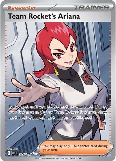 Pokémon card: Team Rocket's Ariana 224/182 from Destined Rivals (Ultra Rare), front of card