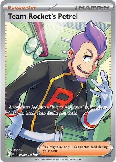 Pokémon card: Team Rocket's Petrel 226/182 from Destined Rivals (Ultra Rare), front of card