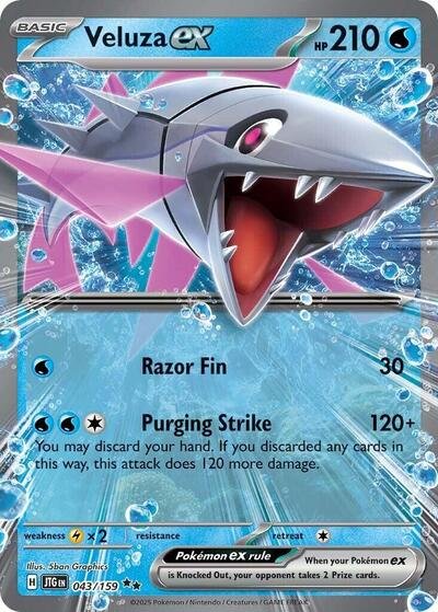 Pokémon card: Veluza ex 043/159 from Journey Together (Double Rare), Water type, front of card