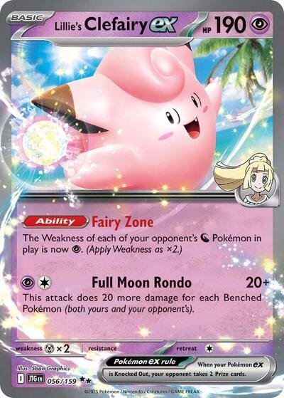 Pokémon card: Lillie's Clefairy ex 056/159 from Journey Together (Double Rare), Psychic type, front of card