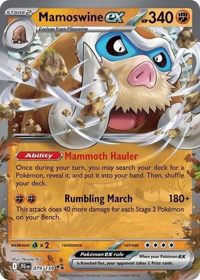 Pokémon card: Mamoswine ex 079/159 from Journey Together (Double Rare), Fighting type, front of card