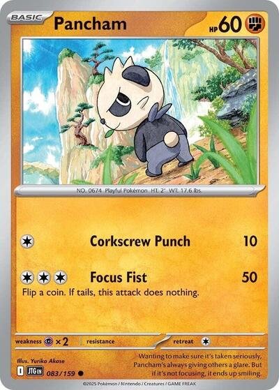 Pokémon card: Pancham 083/159 from Journey Together (Common), Fighting type, front of card