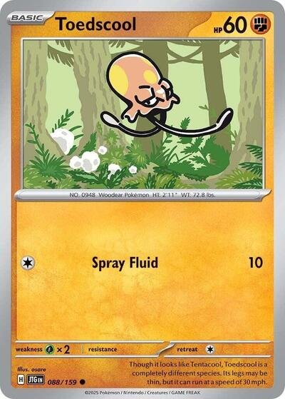 Pokémon card: Toedscool 088/159 from Journey Together (Common), Fighting type, front of card