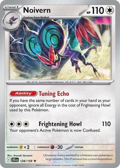 Pokémon card: Noivern 128/159 from Journey Together (Rare), Colorless type, front of card
