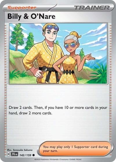 Pokémon card: Billy & O'Nare 142/159 from Journey Together (Common), front of card