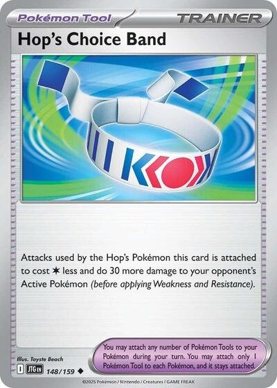 Pokémon card: Hop's Choice Band 148/159 from Journey Together (Uncommon), front of card