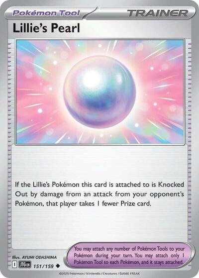 Pokémon card: Lillie's Pearl 151/159 from Journey Together (Uncommon), front of card