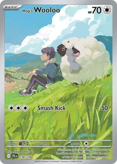 Pokémon card: Hop's Wooloo 170/159 from Journey Together (Illustration Rare), Colorless type, front of card