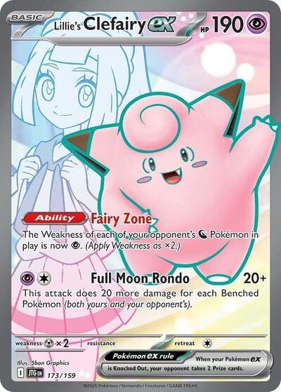 Pokémon card: Lillie's Clefairy ex 173/159 from Journey Together (Ultra Rare), Psychic type, front of card