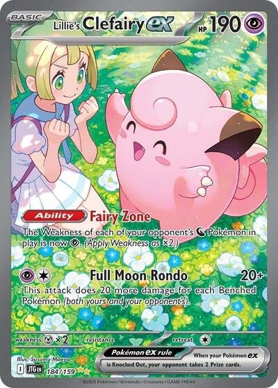 Pokémon card: Lillie's Clefairy ex 184/159 from Journey Together (Special Illustration Rare), Psychic type, front of card