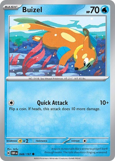 Pokémon card: Buizel 048/197 from Obsidian Flames (Common), Water type, front of card