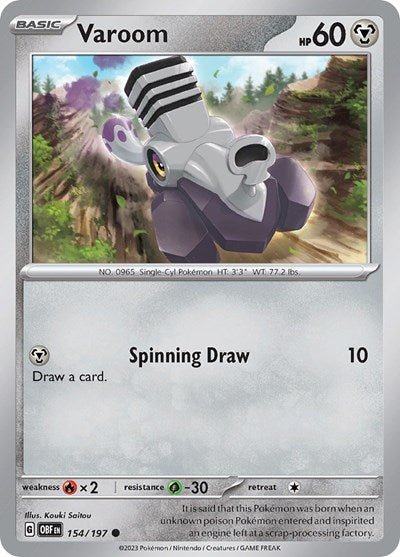 Pokémon card: Varoom 154/197 from Obsidian Flames (Common), Metal type, front of card