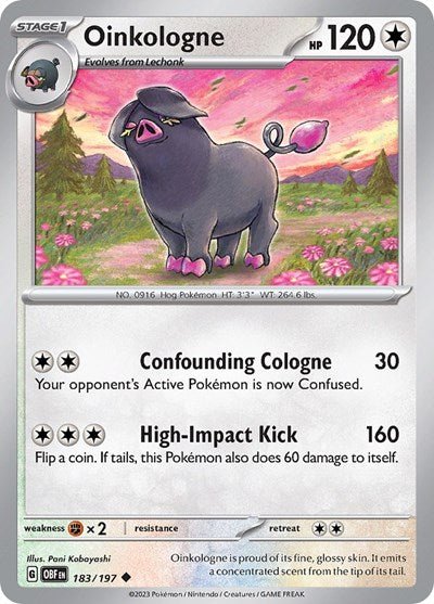 Pokémon card: Oinkologne 183/197 from Obsidian Flames (Uncommon), Colorless type, front of card