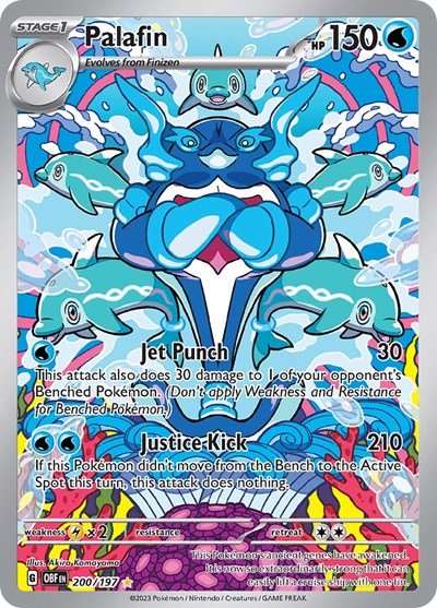 Pokémon card: Palafin 200/197 from Obsidian Flames (Illustration Rare), Water type, front of card