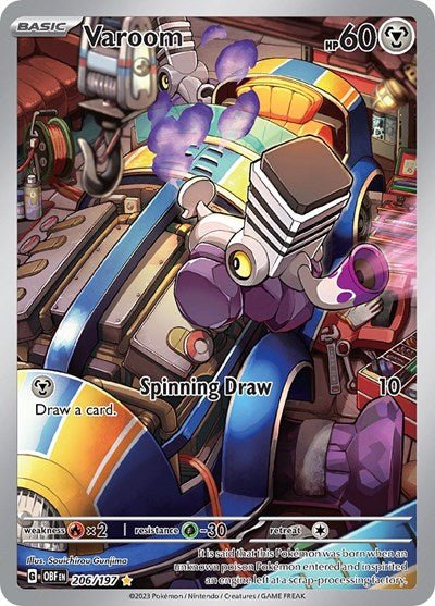 Pokémon card: Varoom 206/197 from Obsidian Flames (Illustration Rare), Metal type, front of card