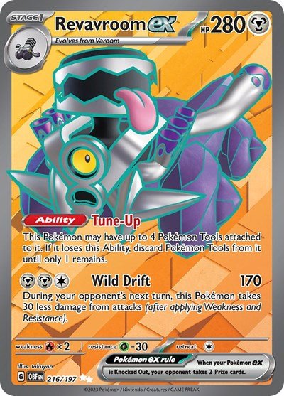 Pokémon card: Revavroom ex 216/197 from Obsidian Flames (Ultra Rare), Metal type, front of card