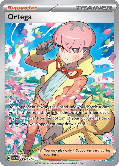 Pokémon card: Ortega 219/197 from Obsidian Flames (Ultra Rare), front of card