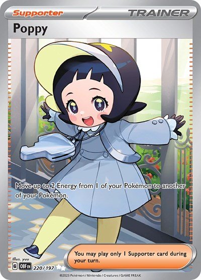 Pokémon card: Poppy 220/197 from Obsidian Flames (Ultra Rare), front of card