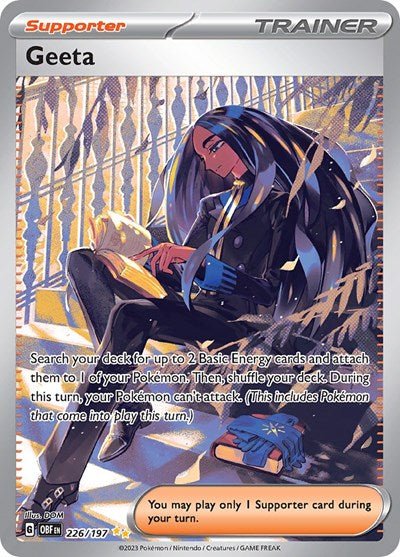 Pokémon card: Geeta 226/197 from Obsidian Flames (Special Illustration Rare), front of card