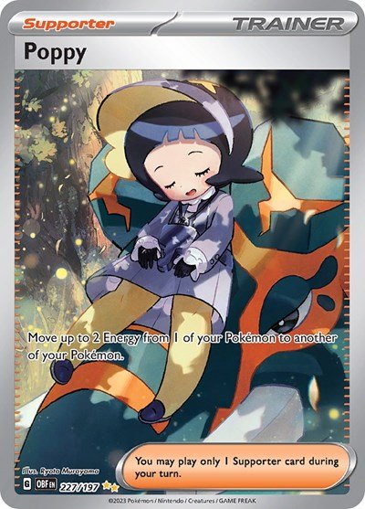 Pokémon card: Poppy 227/197 from Obsidian Flames (Special Illustration Rare), front of card