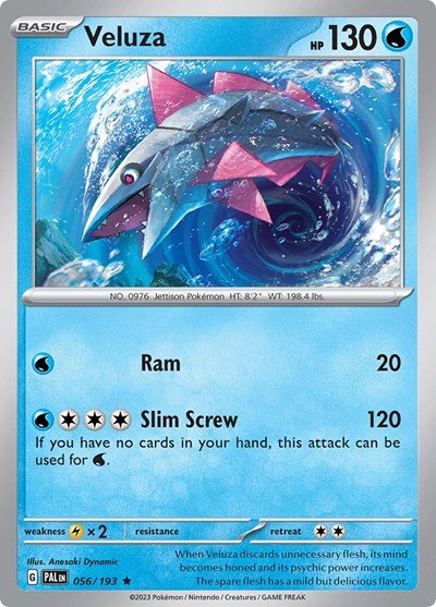 Pokémon card: Veluza 056/193 from Paldea Evolved (Rare), Water type, front of card