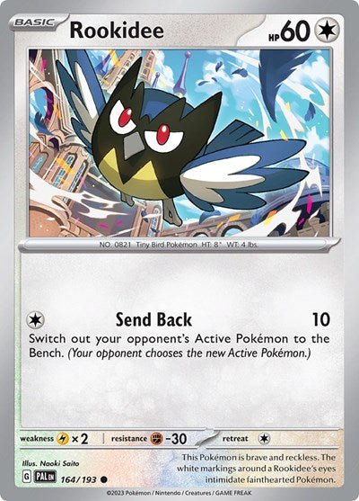 Pokémon card: Rookidee 164/193 from Paldea Evolved (Common), Colorless type, front of card
