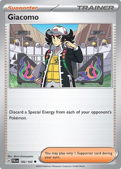 Pokémon card: Giacomo 182/193 from Paldea Evolved (Uncommon), front of card