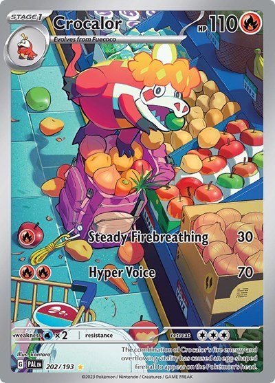 Pokémon card: Crocalor 202/193 from Paldea Evolved (Illustration Rare), Fire type, front of card